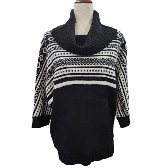 Dressbarn Womens Black And White‎ Sweater Cowl Neck Size Medium - Picture 1 of 14